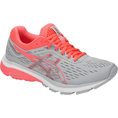 ASICS Women's GT-1000 7 Running Shoes, 9, MID Grey/Flash Coral