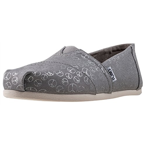 TOMS Women's Drizzle Grey Foil Peace Sign 10010795 (Size: 9.5)