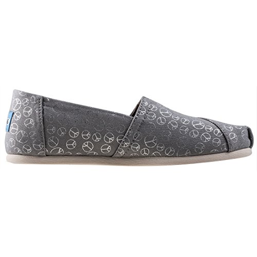 TOMS Women's Drizzle Grey Foil Peace Sign 10010795 (Size: 9.5)