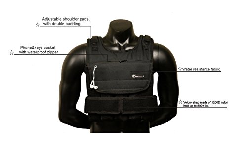 Strength sport systems Weight Vest (Short) - Premium Quality - Best for Cross fit Training - Running - Jogging - Fully Adjustable (S pro Weight Vest) (Pro II - Black, 40lbs(Iron ore Bags))