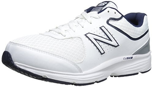 New Balance Men's 411 V2 Lace-Up Walking Shoe, White/Blue, 9 XW US