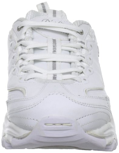 Skechers Sport Women's D'Lites Lace-Up Sneaker, White/Silver, 5.5 M US