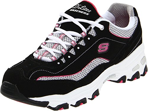 Skechers Sport Women's Centennial Sneaker (7.5W, Black/White/Pink)