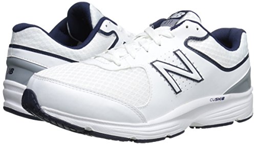 New Balance Men's 411 V2 Lace-Up Walking Shoe, White/Blue, 9 XW US