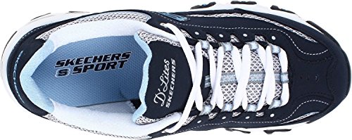 Skechers Sport Women's D'Lites Centennial Sneaker, Navy/White Centennial, 8.5 M US