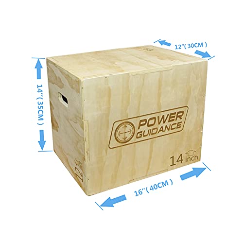 POWER GUIDANCE 3 in 1 Wood Plyometric Jump Box, Plyo Box for Jump Training and Conditioning - 30''/24''/20'', 24''/20''/18'', 16''/14''/12''