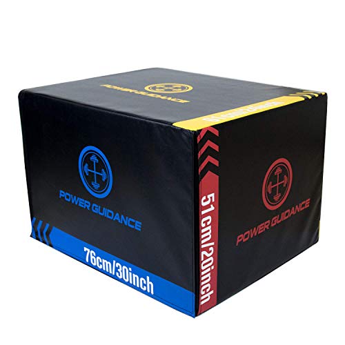 POWER GUIDANCE 3 in 1 Wood Plyometric Jump Box, Plyo Box for Jump Training and Conditioning - 30''/24''/20'', 24''/20''/18'', 16''/14''/12''