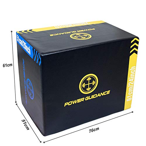POWER GUIDANCE 3 in 1 Wood Plyometric Jump Box, Plyo Box for Jump Training and Conditioning - 30''/24''/20'', 24''/20''/18'', 16''/14''/12''