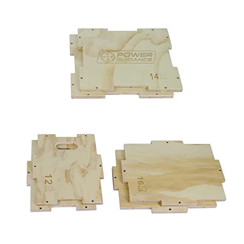POWER GUIDANCE 3 in 1 Wood Plyometric Jump Box, Plyo Box for Jump Training and Conditioning - 30''/24''/20'', 24''/20''/18'', 16''/14''/12''