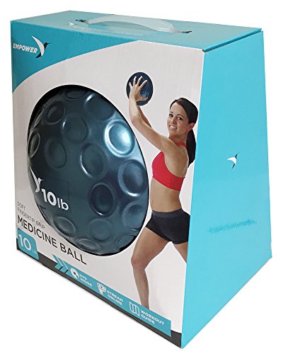 Empower Medicine Ball for Women, Exercise Weight Ball for Strength Training, Cardio, Soft Fingertip-Grip Surface, 10lb
