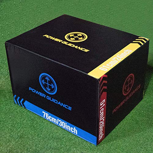 POWER GUIDANCE 3 in 1 Wood Plyometric Jump Box, Plyo Box for Jump Training and Conditioning - 30''/24''/20'', 24''/20''/18'', 16''/14''/12''
