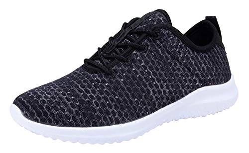 YILAN Women's Fashion Sneakers Breathable Sport Shoes (7, Ebony)