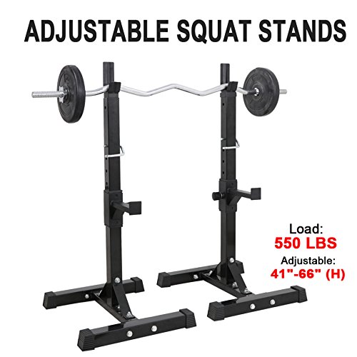 F2C Max Load 550Lbs Pair of Adjustable 41"-66" Rack Sturdy Steel Squat Barbell Free Bench Press Stands Gym/Home Gym Portable Dumbbell Racks Stands (one Pair/Two pcs)