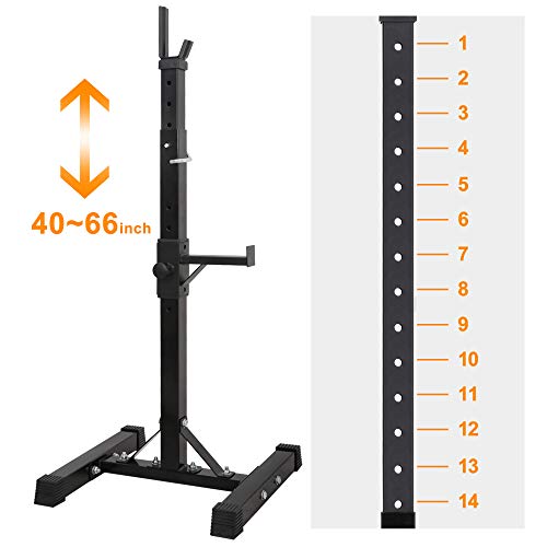 F2C Max Load 550Lbs Pair of Adjustable 41"-66" Rack Sturdy Steel Squat Barbell Free Bench Press Stands Gym/Home Gym Portable Dumbbell Racks Stands (one Pair/Two pcs)