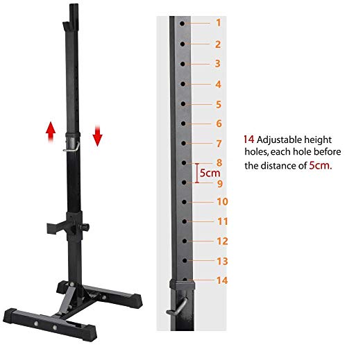 Yaheetech Pair of Adjustable Squat Rack Standard Solid Steel Squat Stands Barbell Free Press Bench Home Gym Portable Dumbbell Racks Stands 44-70in