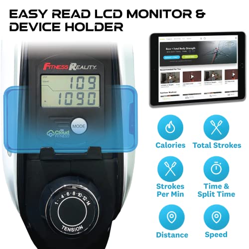 Fitness Reality 1000 Plus Bluetooth Magnetic Rower Rowing Machine with Extended Optional Full Body Exercises and Free App