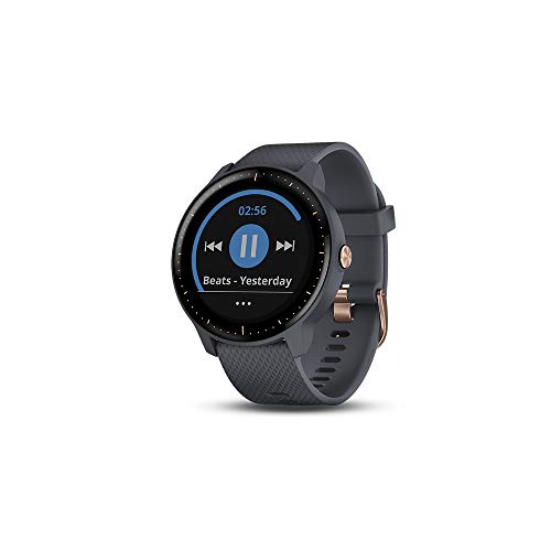 Garmin vívoactive 3 Music, GPS Smartwatch with Music Storage and Built-in Sports Apps, Granite Blue/Rose Gold