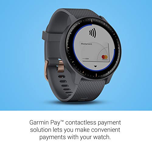 Garmin vívoactive 3 Music, GPS Smartwatch with Music Storage and Built-in Sports Apps, Granite Blue/Rose Gold