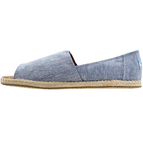 Blue Slub Chambray Open Toe Womens Shoes