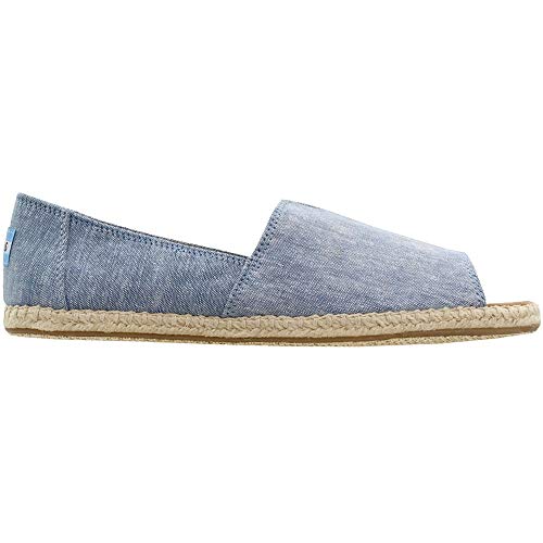 Blue Slub Chambray Open Toe Womens Shoes