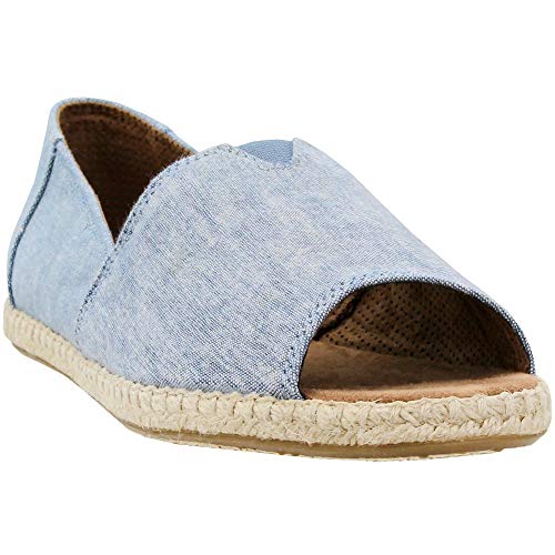 Blue Slub Chambray Open Toe Womens Shoes