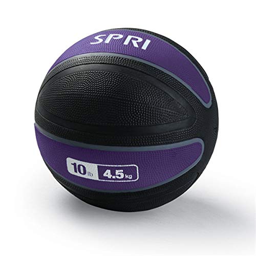 SPRI Xerball Medicine Ball Thick Walled Durable Construction with Textured Surface, Purple, 10-Pound