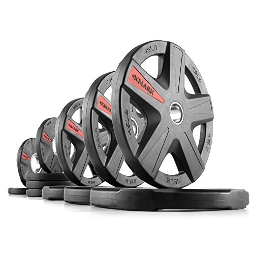 XMark TEXAS STAR 185 lb Set Olympic Plates, Patented Design, One-Year Warranty, Olympic Weight Plates