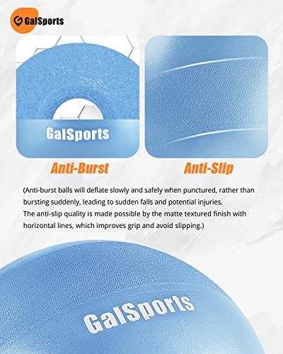 Galsports Yoga Stability Ball for Balance (Multiple Colors), Exercise Ball for Fitness & Birthing, Anti-Burst Stability Ball with Quick Pump for Ball Chair, Core Strength Training,and Physical Therapy