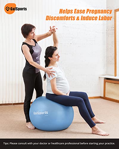 Galsports Yoga Stability Ball for Balance (Multiple Colors), Exercise Ball for Fitness & Birthing, Anti-Burst Stability Ball with Quick Pump for Ball Chair, Core Strength Training,and Physical Therapy