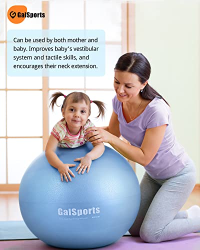 Galsports Yoga Stability Ball for Balance (Multiple Colors), Exercise Ball for Fitness & Birthing, Anti-Burst Stability Ball with Quick Pump for Ball Chair, Core Strength Training,and Physical Therapy