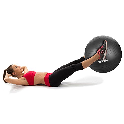 YOGU Stability Exercise Ball 65cm Yoga Balance Ball Birthing Ball with Air Pump Anti-Slip & Anti-Burst Supports 2000lbs Great for Yoga Pilates Abdominal Workout Fitness Ball and Office Chair