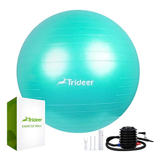 Trideer Exercise Ball (45-85cm) Extra Thick Yoga Ball Chair, Anti-Burst Heavy Duty Stability Ball Supports 2200lbs, Birthing Ball with Quick Pump (Office & Home & Gym)