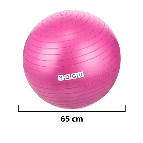 YOGU Stability Exercise Ball 65cm Yoga Balance Ball Birthing Ball with Air Pump Anti-Slip & Anti-Burst Supports 2000lbs Great for Yoga Pilates Abdominal Workout Fitness Ball and Office Chair