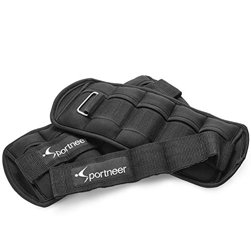 Sportneer Ankle Weights, Adjustable Weights Wrist Arm Leg Weight Straps for Fitness, Walking, Jogging, Workout, 1-5 lbs Each Pack, 2 Pack 2-10 lbs (Max 5 LBS)