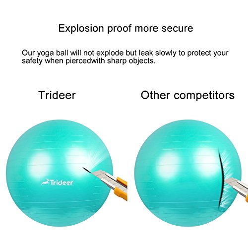 Trideer Exercise Ball (45-85cm) Extra Thick Yoga Ball Chair, Anti-Burst Heavy Duty Stability Ball Supports 2200lbs, Birthing Ball with Quick Pump (Office & Home & Gym)