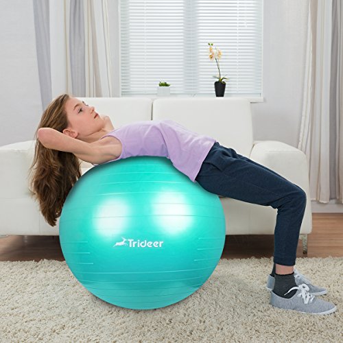 Trideer Exercise Ball (45-85cm) Extra Thick Yoga Ball Chair, Anti-Burst Heavy Duty Stability Ball Supports 2200lbs, Birthing Ball with Quick Pump (Office & Home & Gym)