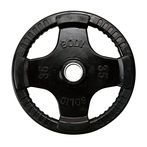 Body-Solid: Rubber Coated Olympic Weight Plate (1) with Anti-Slip Grip - Perfect for Strength Training, Home Gym, and Barbell Workouts, 35lbs