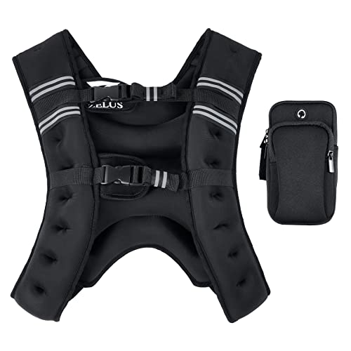 ZELUS Weighted Vest 12lb Weight Vest with Reflective Stripe for Workout, Strength Training, Running, Fitness, Muscle Building, Weight Loss, Weightlifting