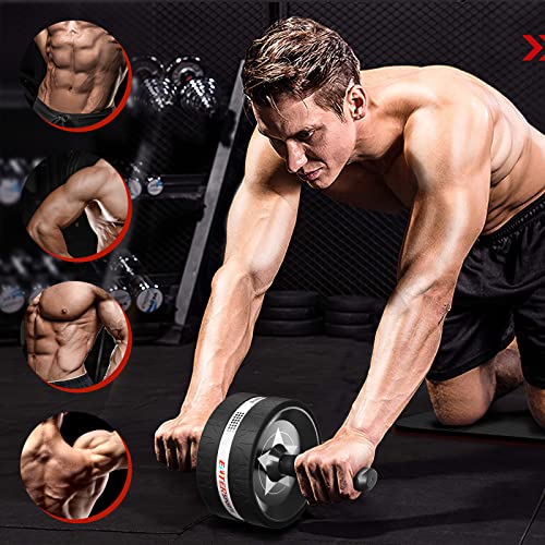 EnterSports Ab Roller Wheel, 6-in-1 Ab Roller Kit with Knee Pad, Resistance Bands, Pad Push Up Bars Handles Grips, Perfect Home Gym Equipment for Men Women Abdominal Exercise