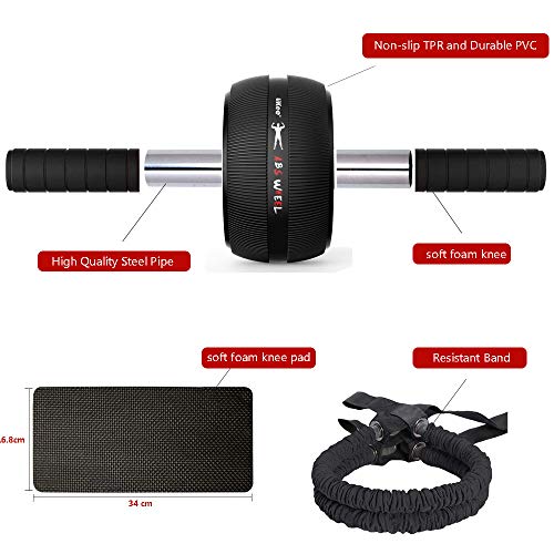 LiKee Ab Wheel Roller, Core Training Roller Abdominal Workout Equipment Exercise and Fitness Wheel at Home with Knee Pad and Anti-Slip Handles for Man Woman Gymnastics Home Gym