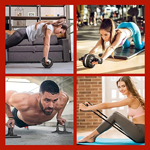 EnterSports Ab Roller Wheel, 6-in-1 Ab Roller Kit with Knee Pad, Resistance Bands, Pad Push Up Bars Handles Grips, Perfect Home Gym Equipment for Men Women Abdominal Exercise