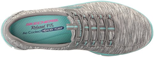 Skechers Women's Sport Empire - Rock Around Relaxed Fit Fashion Sneaker, Gray/Light Blue, 10 B(M) US