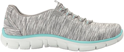 Skechers Women's Sport Empire - Rock Around Relaxed Fit Fashion Sneaker, Gray/Light Blue, 10 B(M) US