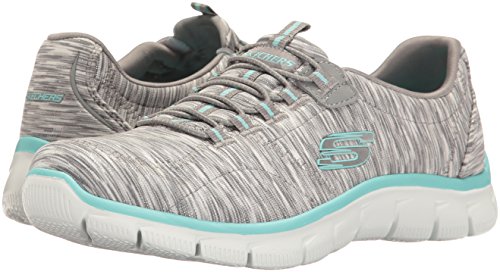 Skechers Women's Sport Empire - Rock Around Relaxed Fit Fashion Sneaker, Gray/Light Blue, 10 B(M) US