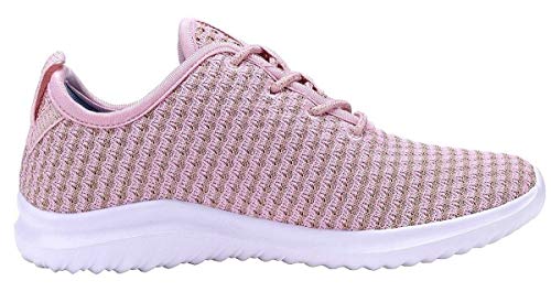 YILAN Women's Fashion Sneakers Breathable Sport Shoes (7, Pink)