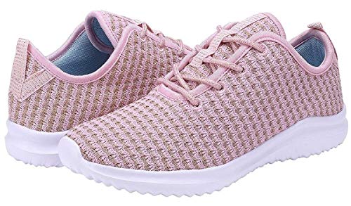 YILAN Women's Fashion Sneakers Breathable Sport Shoes (7, Pink)
