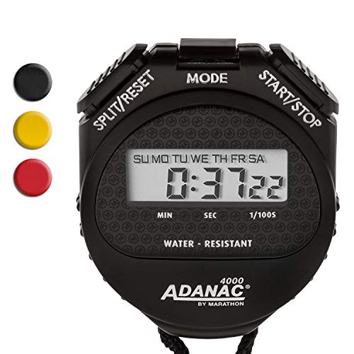 MARATHON ST083009 Adanac 4000 Digital Stopwatch Timer with Extra Large Display and Buttons, Water Resistant, Two Year Warranty - Black