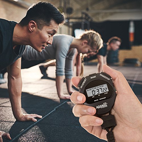 MARATHON ST083009 Adanac 4000 Digital Stopwatch Timer with Extra Large Display and Buttons, Water Resistant, Two Year Warranty - Black