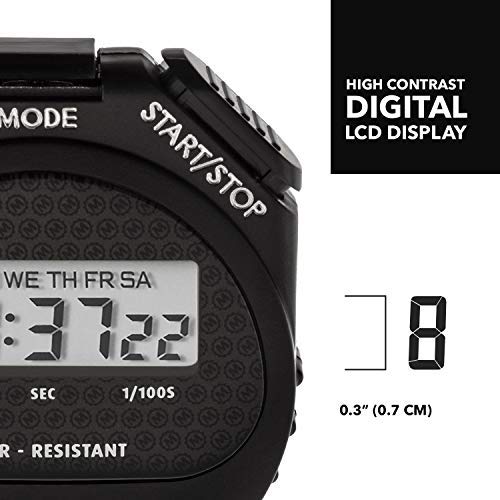 MARATHON ST083009 Adanac 4000 Digital Stopwatch Timer with Extra Large Display and Buttons, Water Resistant, Two Year Warranty - Black