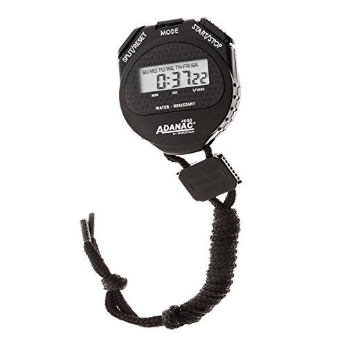 MARATHON ST083009 Adanac 4000 Digital Stopwatch Timer with Extra Large Display and Buttons, Water Resistant, Two Year Warranty - Black